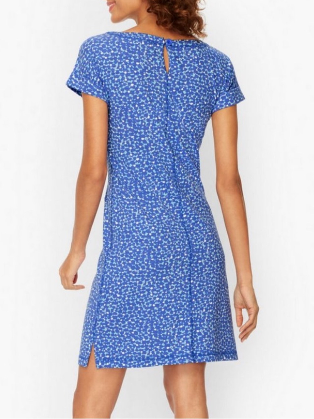 Talbots Size Medium Petite Blue and White Patterned Midi Dress